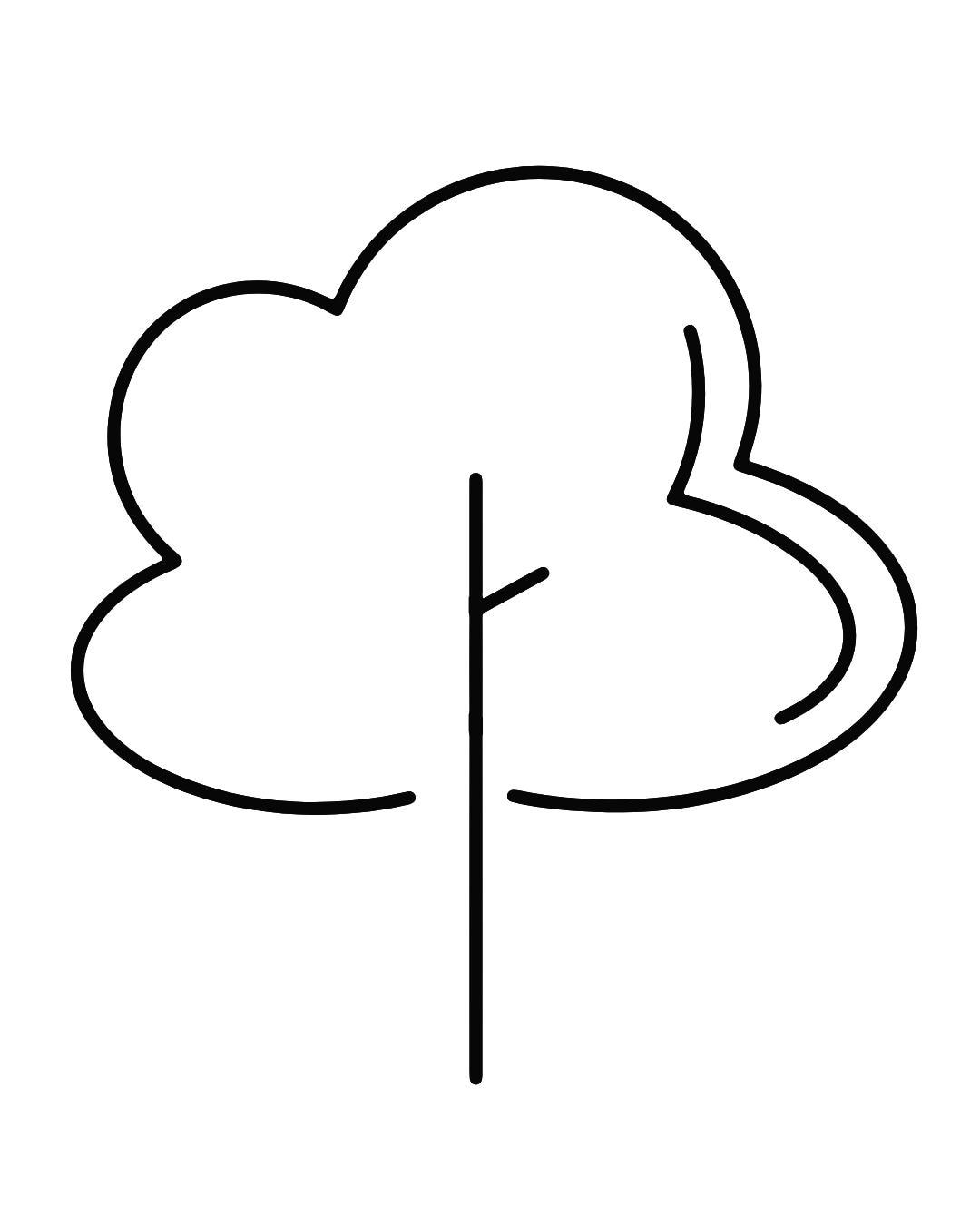 Minimalist outline illustration of a tree